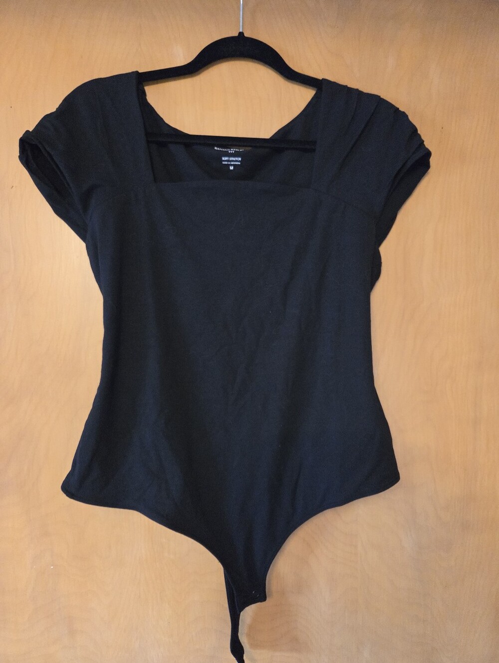 Banana Republic Black Square-Neck Short Sleeve Bodysuit